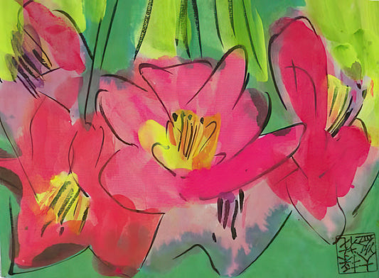 Walasse Ting Prints: A Vibrant Legacy of Color and Expression - The Pinkest Flowers - Naïve Art Primitivism, Pop Art by Walasse Ting
