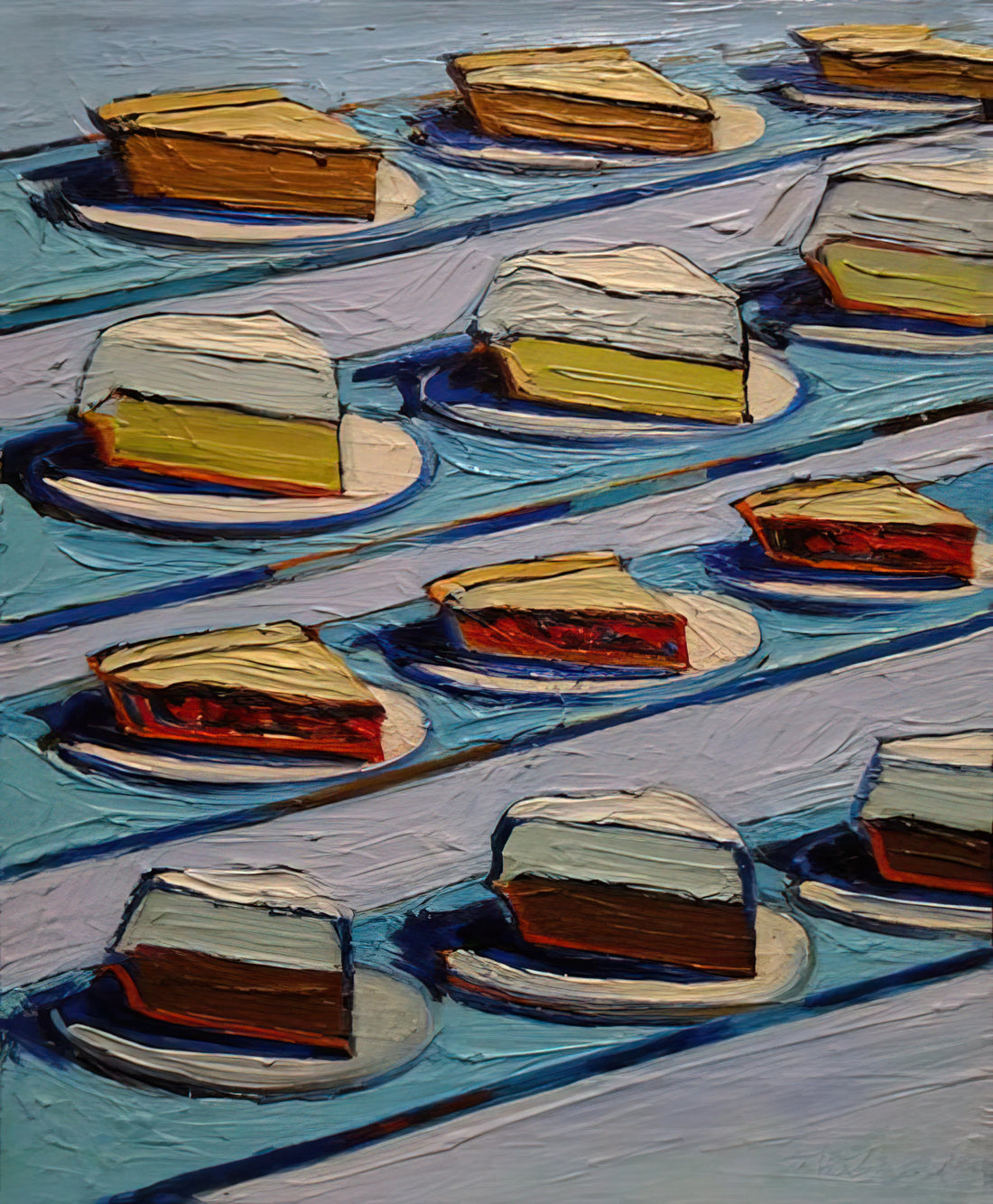 Wayne Thiebaud Art Images: A Visual Feast of American Pop and Everyday Beauty - Refrigerator Pies - 1962 by Wayne Thiebaud