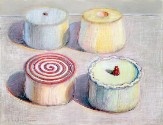 Wayne Thiebaud Auction Prices: An Expert Analysis of His Market Value and Enduring Appeal - Four Cakes - 1996 by Wayne Thiebaud