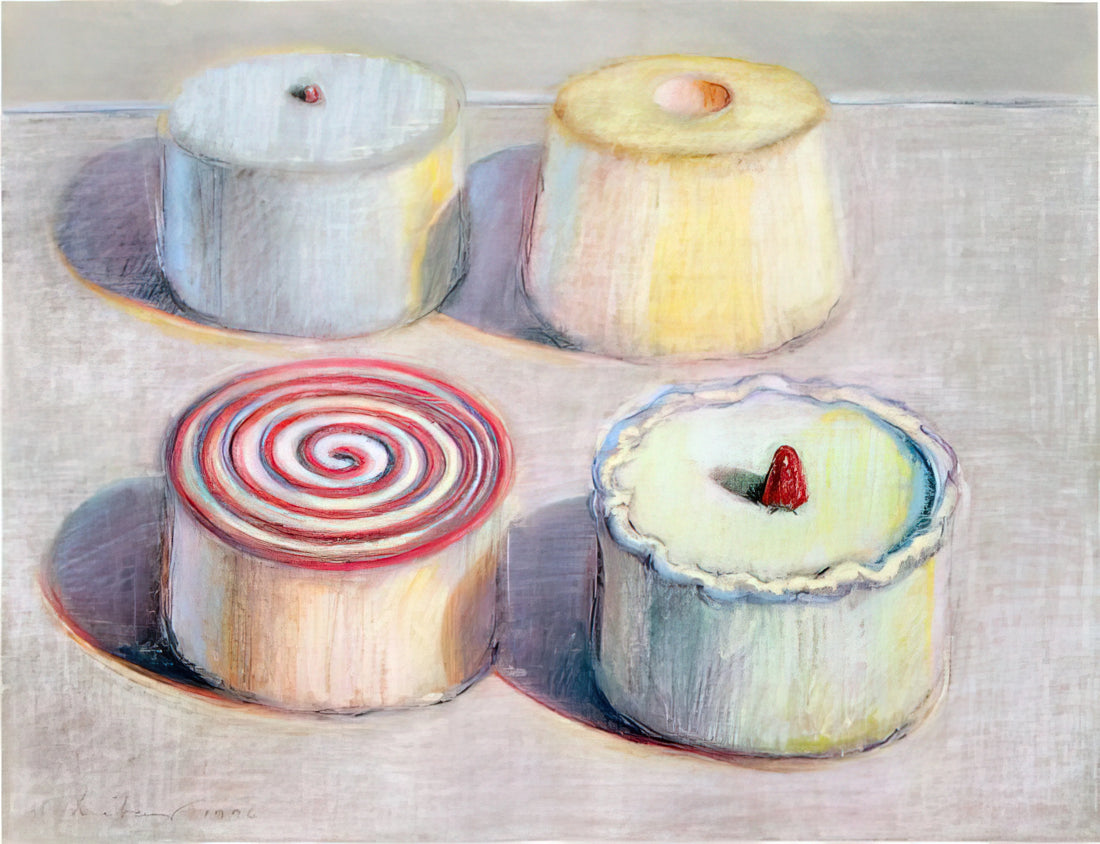 Wayne Thiebaud Drawings: The Foundation of a Pop Art Master's Visual Language - Four Cakes - 1996 by Wayne Thiebaud