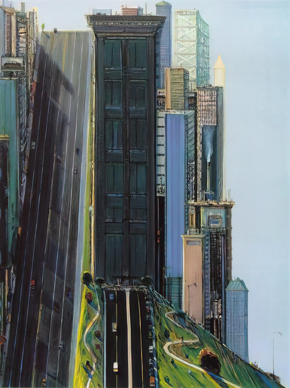 Wayne Thiebaud Framed Art Print: A Collector's Guide to Iconic American Still Life - Hill Street Day City - 1981 by Wayne Thiebaud