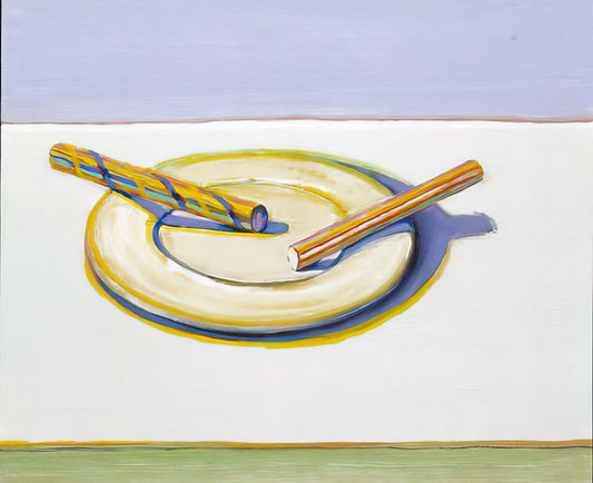 Wayne Thiebaud Paintings Price: A Collector's Guide to Value, Market Trends, and Investment Potential - Two Candy Sticks - 2004 by Wayne Thiebaud