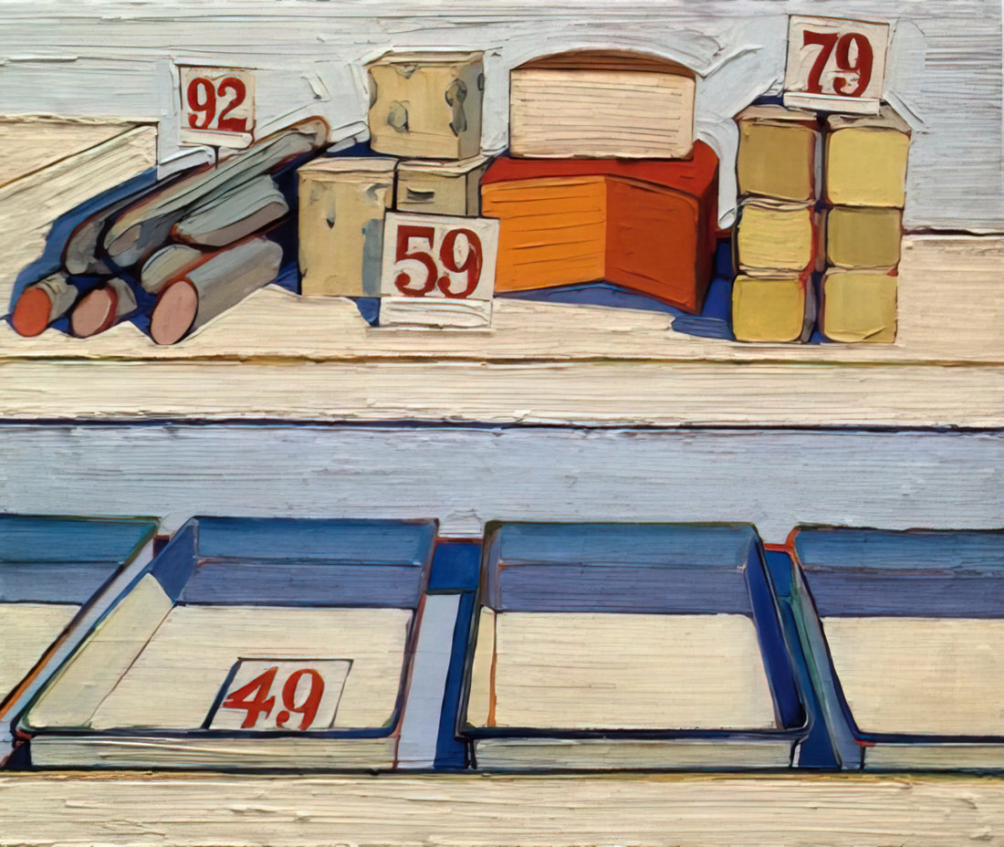 Wayne Thiebaud Reproductions: Capturing the Essence of American Pop Art in Museum-Quality Prints - Delicatessen Counter - 1962 by Wayne Thiebaud