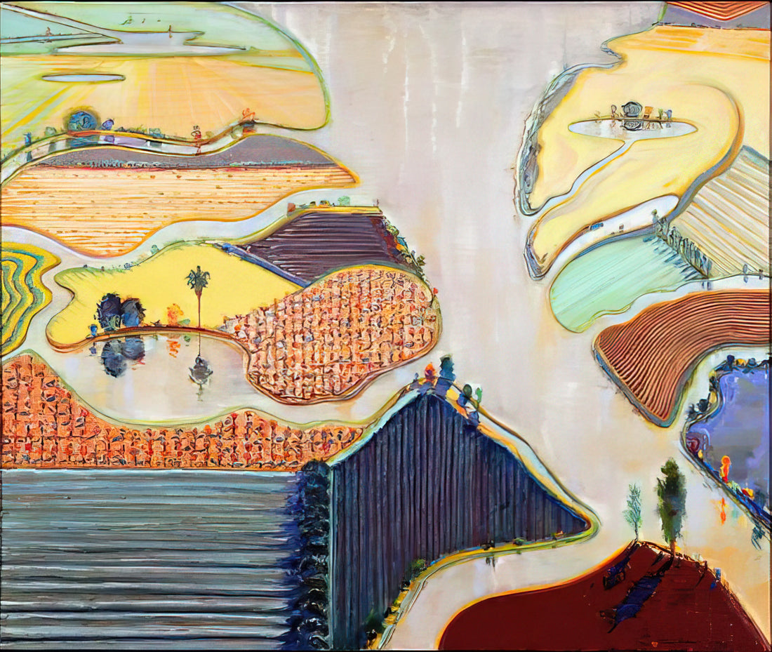 Wayne Thiebaud and Patricia Patterson: A Study in Contrasts and Shared California Vision - Delta Farms - 1996 by Wayne Thiebaud