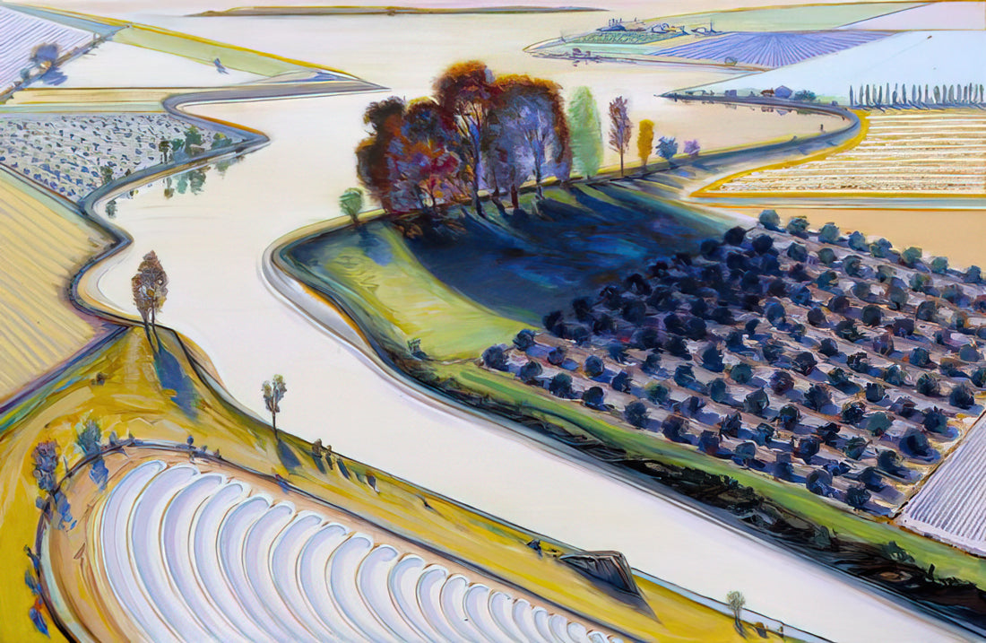 Wayne Thiebaud at SFMOMA: A Sweet and Savory Exploration of American Art - Flatland River - 1997 by Wayne Thiebaud