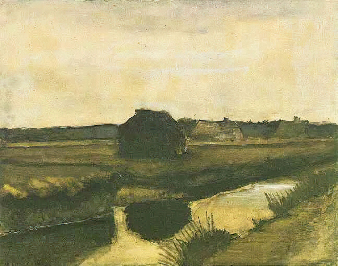 Wheatfield with Crows Print: Van Gogh's Final Masterpiece and Its Enduring Legacy - Landscape with a Stack of Peat and Farmhouses by Vincent van Gogh