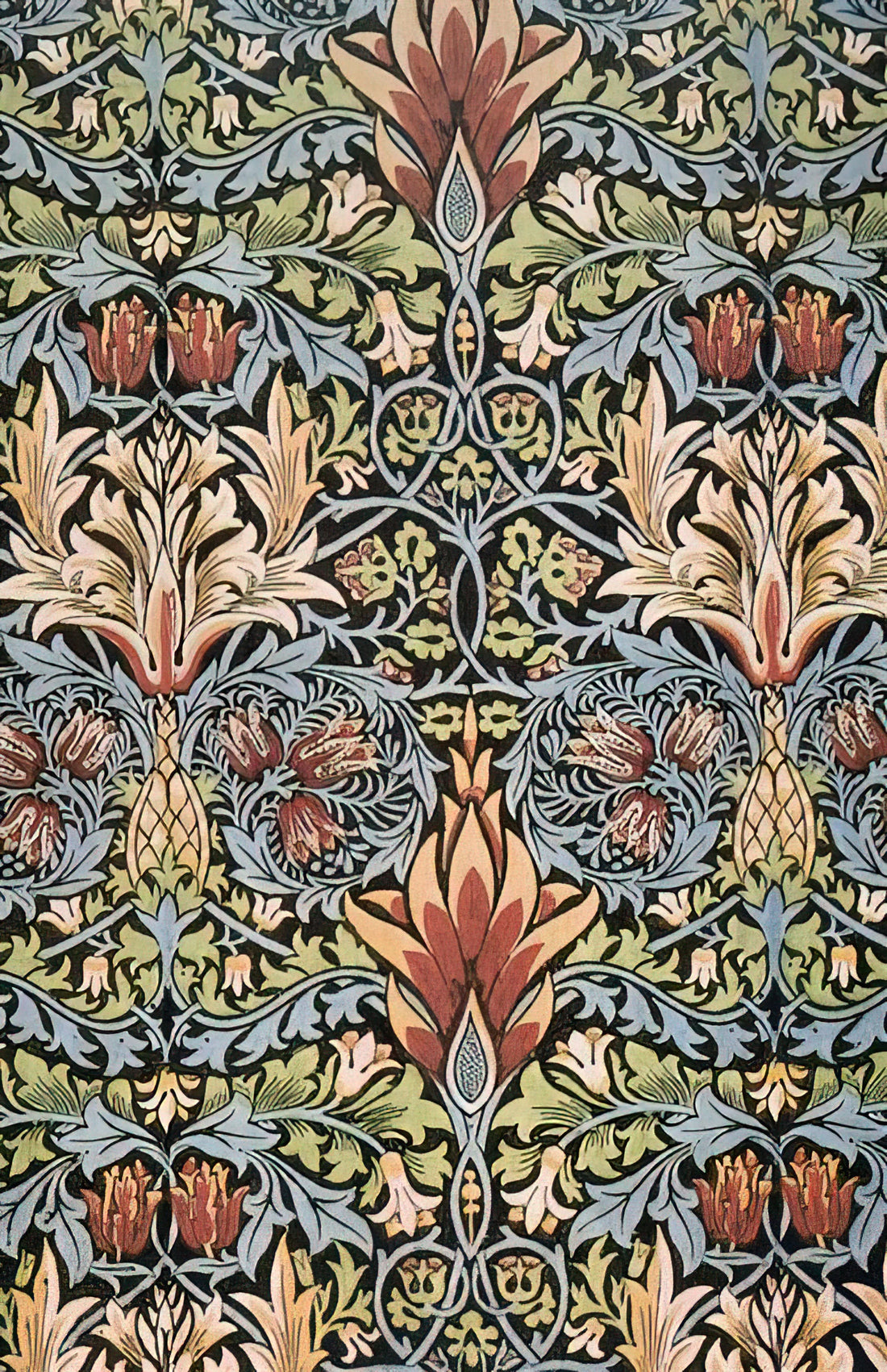 William Morris Seaweed Silver: The Botanical Masterpiece of Arts & Crafts Design - SNAKESHEAD PRINTED TEXTILE 1876 by William Morris