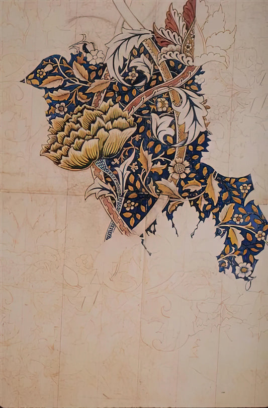 William Morris Tiles: The Enduring Legacy of Arts and Crafts Design - DESIGN FOR WINDRUSH PRINTED TEXTILE 1883 by William Morris