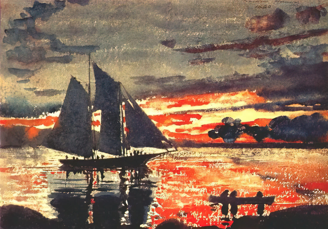 Winslow Homer Art Work: The Master of American Realism and Maritime Drama - SUNSET FIRES by Winslow Homer