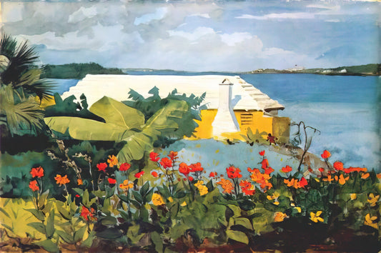 Winslow Homer Bermuda: The Artist's Caribbean Sojourn and Artistic Transformation - FLOWER GARDEN AND BUNGALOW BERMUDA by Winslow Homer