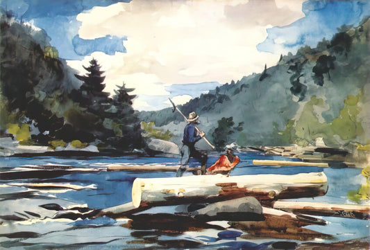 Winslow Homer Ocean: The Master of American Seascapes and Maritime Drama - HUDSON RIVER LOGGING by Winslow Homer