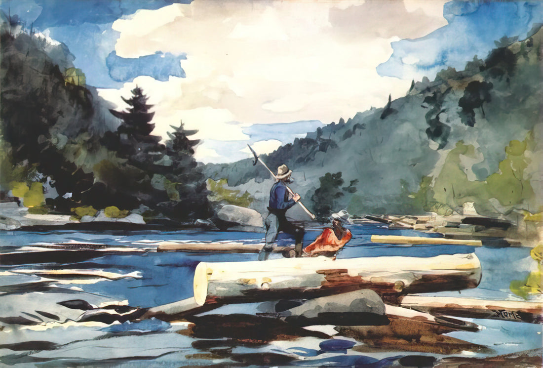 Winslow Homer Watercolour: The American Master's Revolutionary Approach to the Medium - HUDSON RIVER LOGGING by Winslow Homer