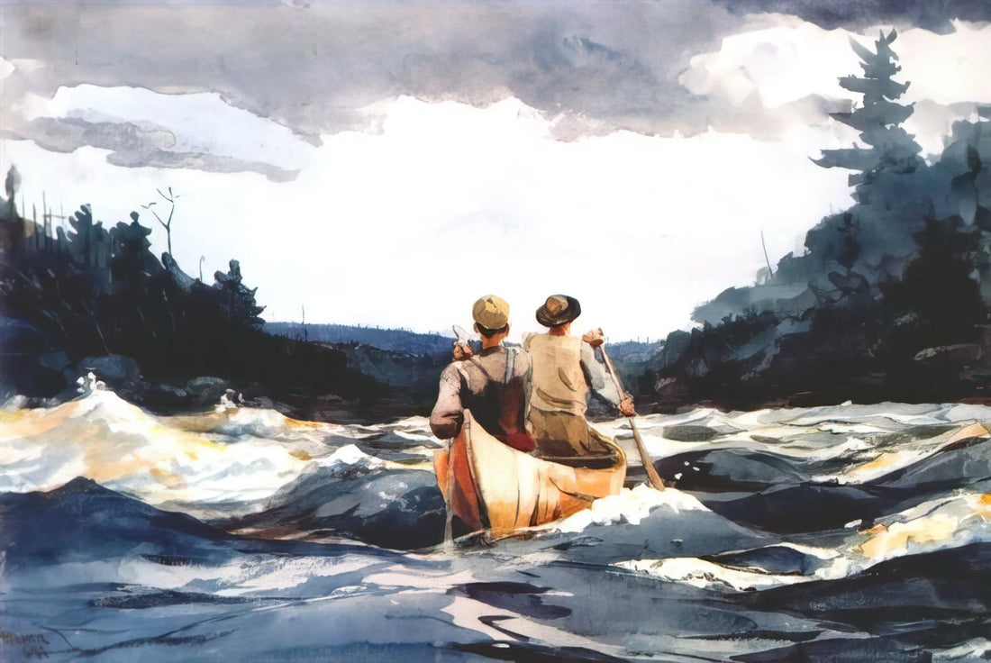 Winslow Homer on the Trail: A Masterpiece of American Wilderness Painting - CANOE IN THE RAPIDS by Winslow Homer