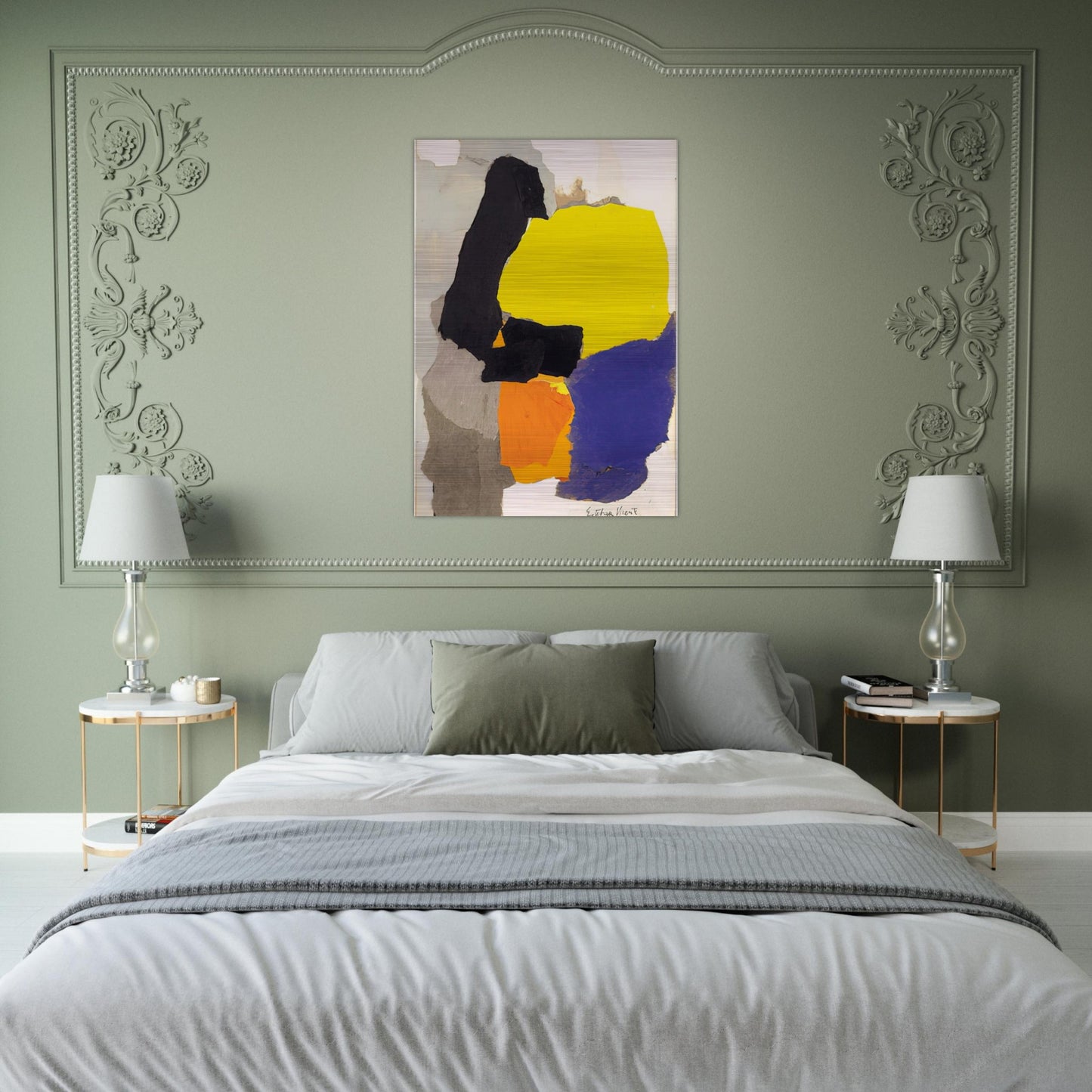 COLLAGE WITH YELLOW BLUE AND ORANGE 1963 - Esteban Vicente Brushed Aluminum Print - 70x100 cm / 28x40 inches | Esteban Vicente Aluminum Print | Esteban Vicente Prints