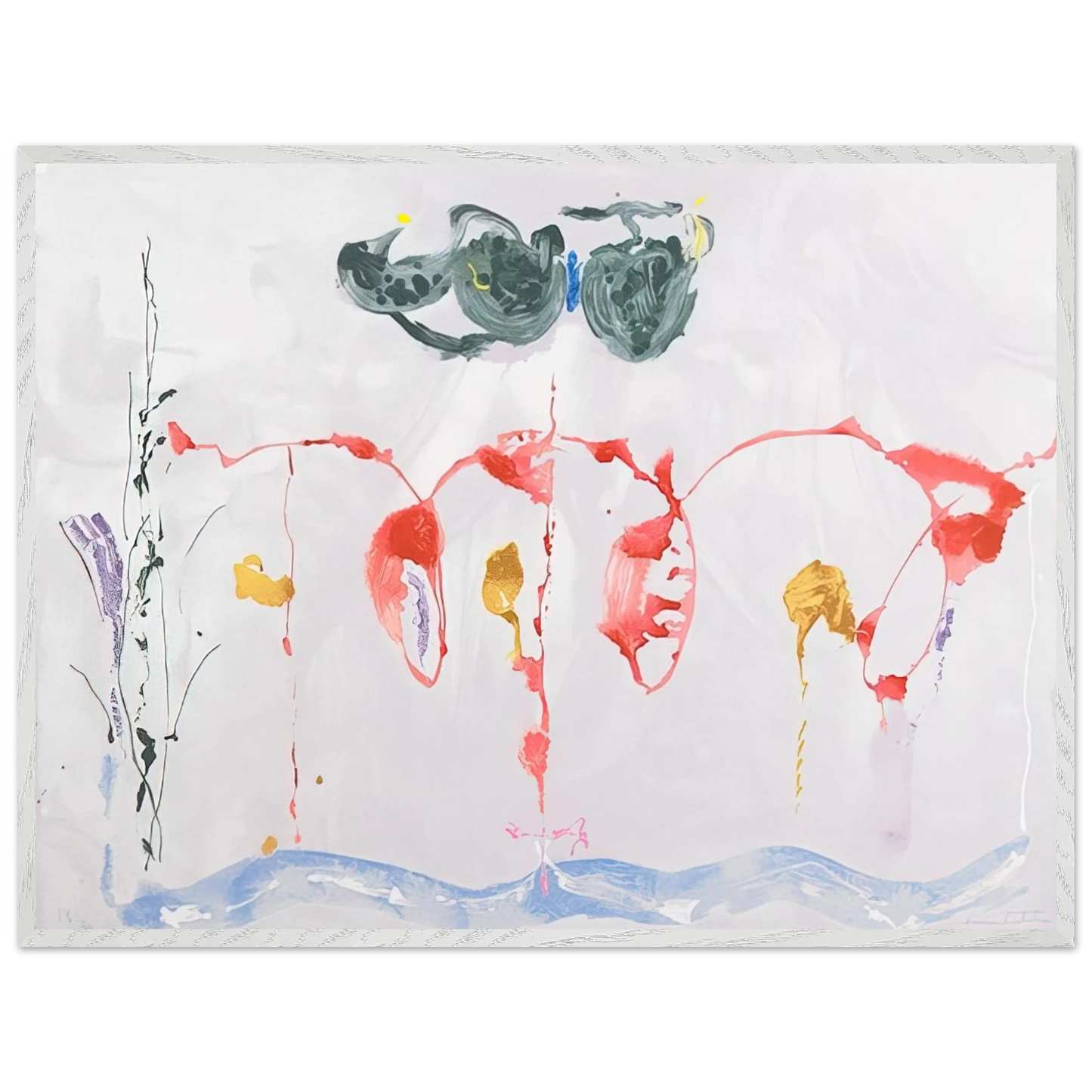 Helen Frankenthaler - Aerie - 2009 Wall art - 27x35 cm / 11x14 inches - Premium Wooden Framed Poster With Fine Art Paper-canvas - Black frame