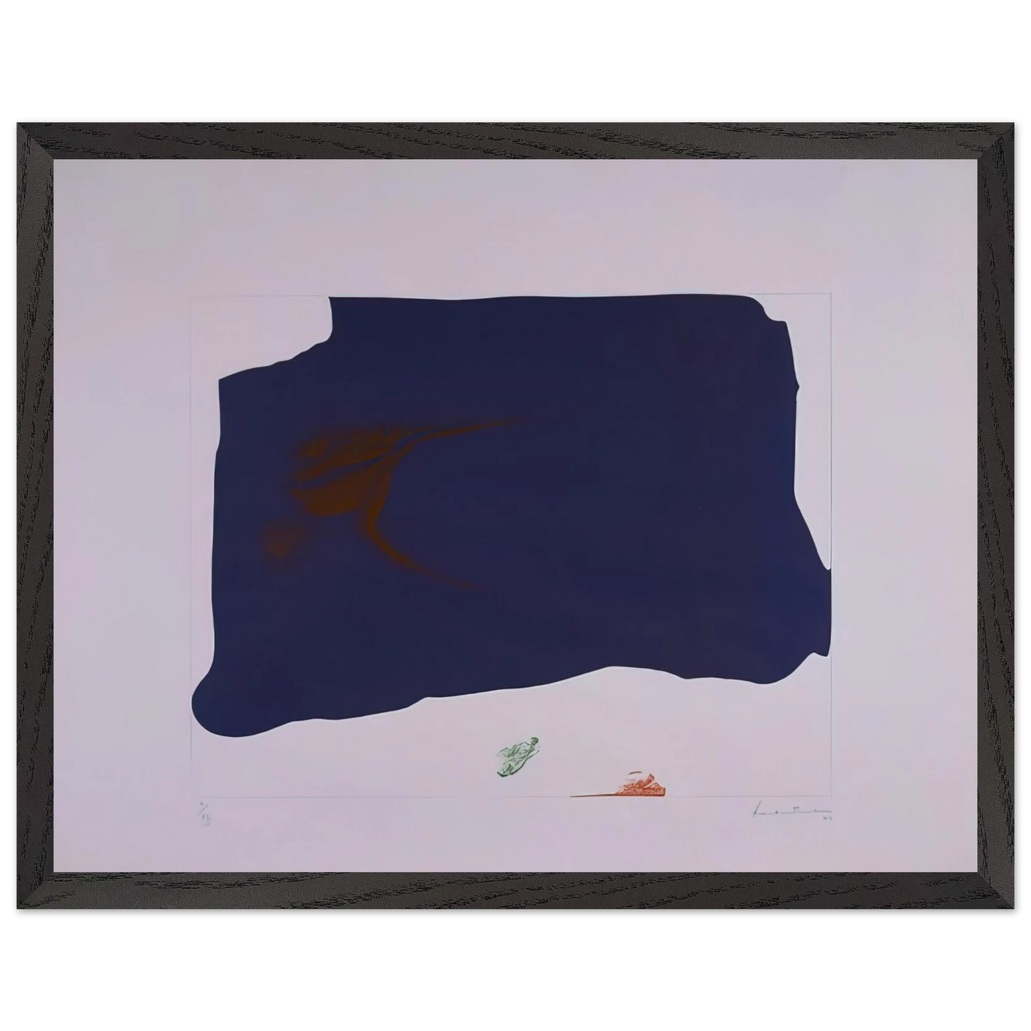 Helen Frankenthaler - Variation II on Mauve Corner - 1969 Wall art - 28x43  cm / XL (11x17 inches) - Premium Wooden Framed Poster With Fine Art Paper-canvas - White frame
