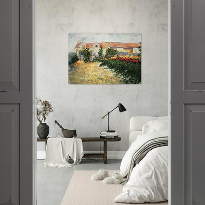 House with sunflowers - Vincent van Gogh Acrylic Print - 70x100 cm / 28x40″ inches