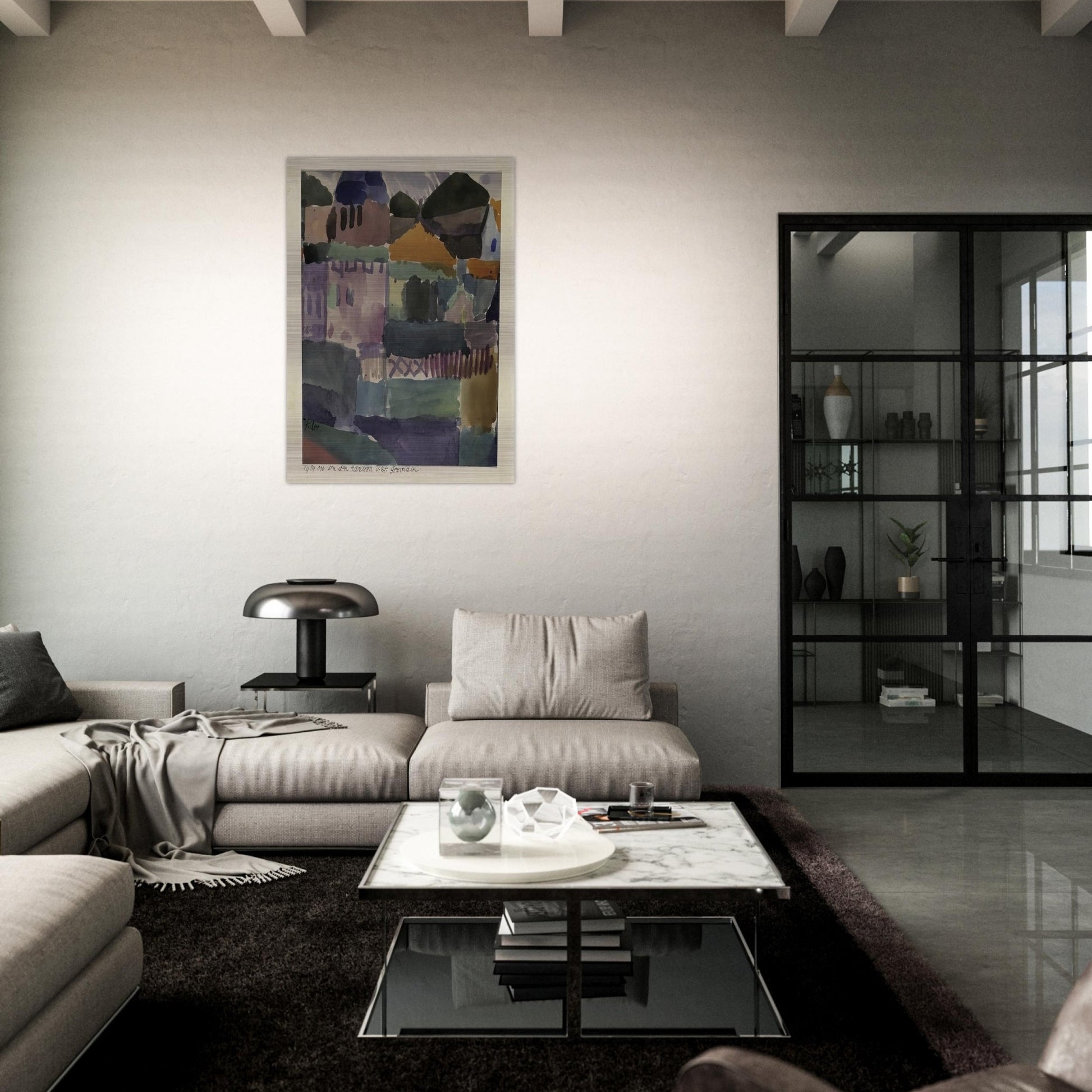 IN THE HOUSES OF ST GERMAIN 1914 - Paul Klee Brushed Aluminum Print - 70x100 cm / 28x40 inches | Paul Klee Aluminum Print | Paul Klee Prints