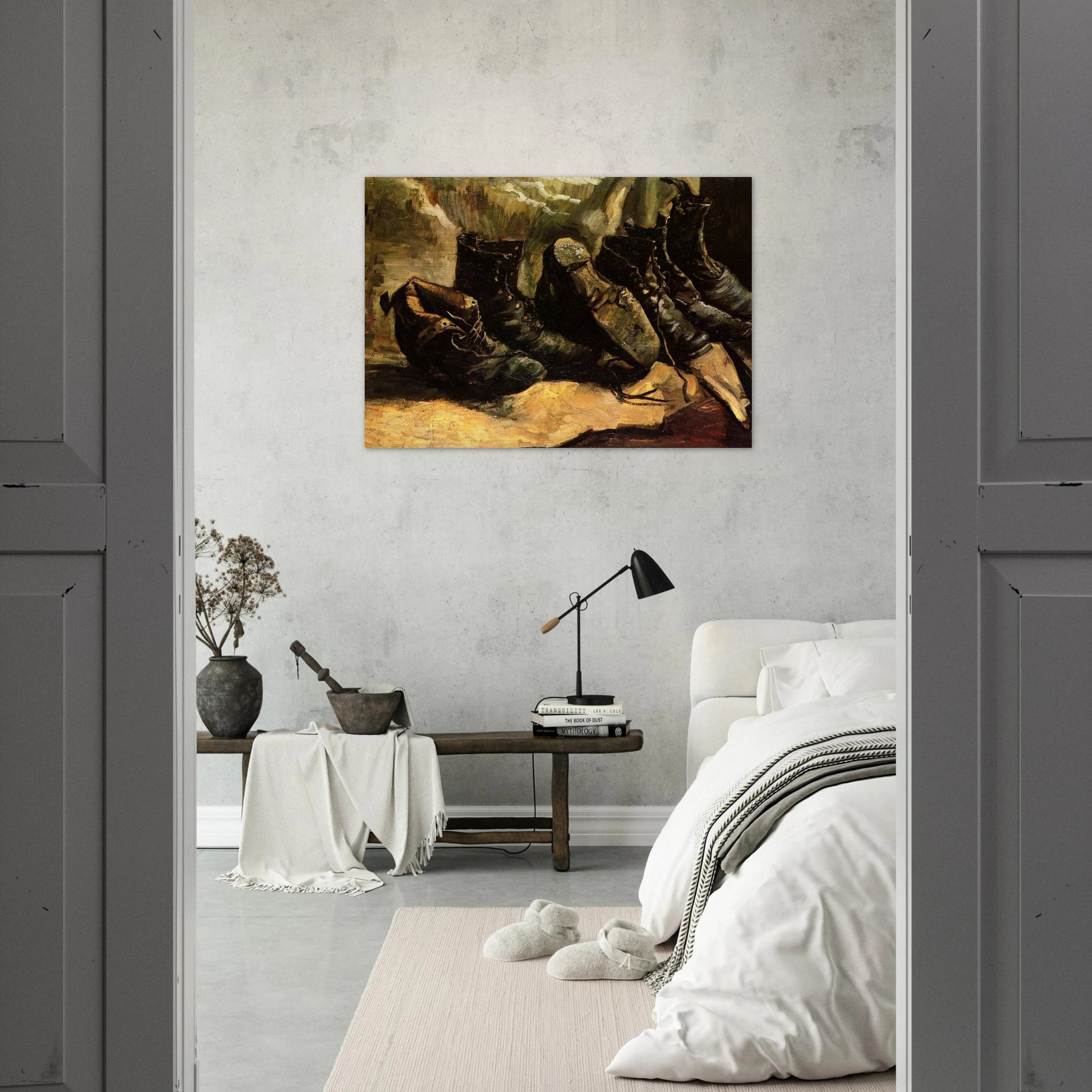 Three Pairs of Shoes - Vincent van Gogh Brushed Aluminum Print - 70x100 cm / 28x40 inches | Vincent van Gogh Aluminum Print | Vincent van Gogh Prints