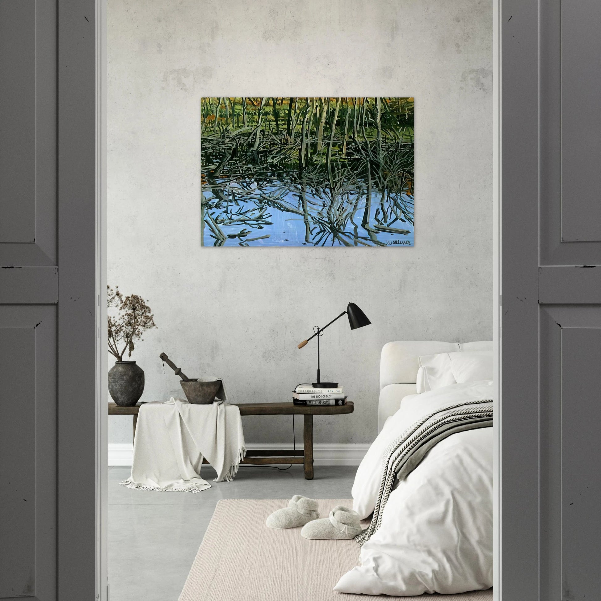 Study for Low Water - Knight's Flowage - 1980 - Neil Welliver Brushed Aluminum Print - 70x100 cm / 28x40 inches | Neil Welliver Aluminum Print | Neil Welliver Prints