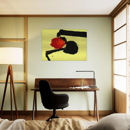 UNTITLED ABSTRACT IN YELLOW BLACK AND RED 1967 - Luis Feito Brushed Aluminum Print - 70x100 cm / 28x40 inches | Luis Feito Aluminum Print | Luis Feito Prints