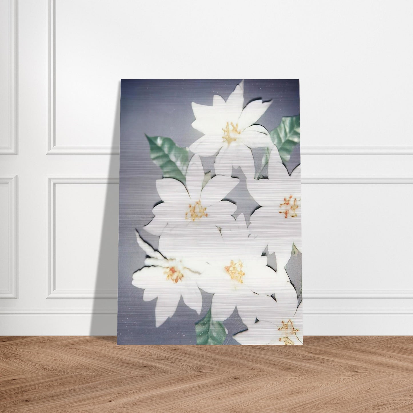 Christmas Poinsettias-White - Andy Warhol Brushed Aluminum Print - 70x100 cm / 28x40 inches | Andy Warhol Aluminum Print | Andy Warhol Prints
