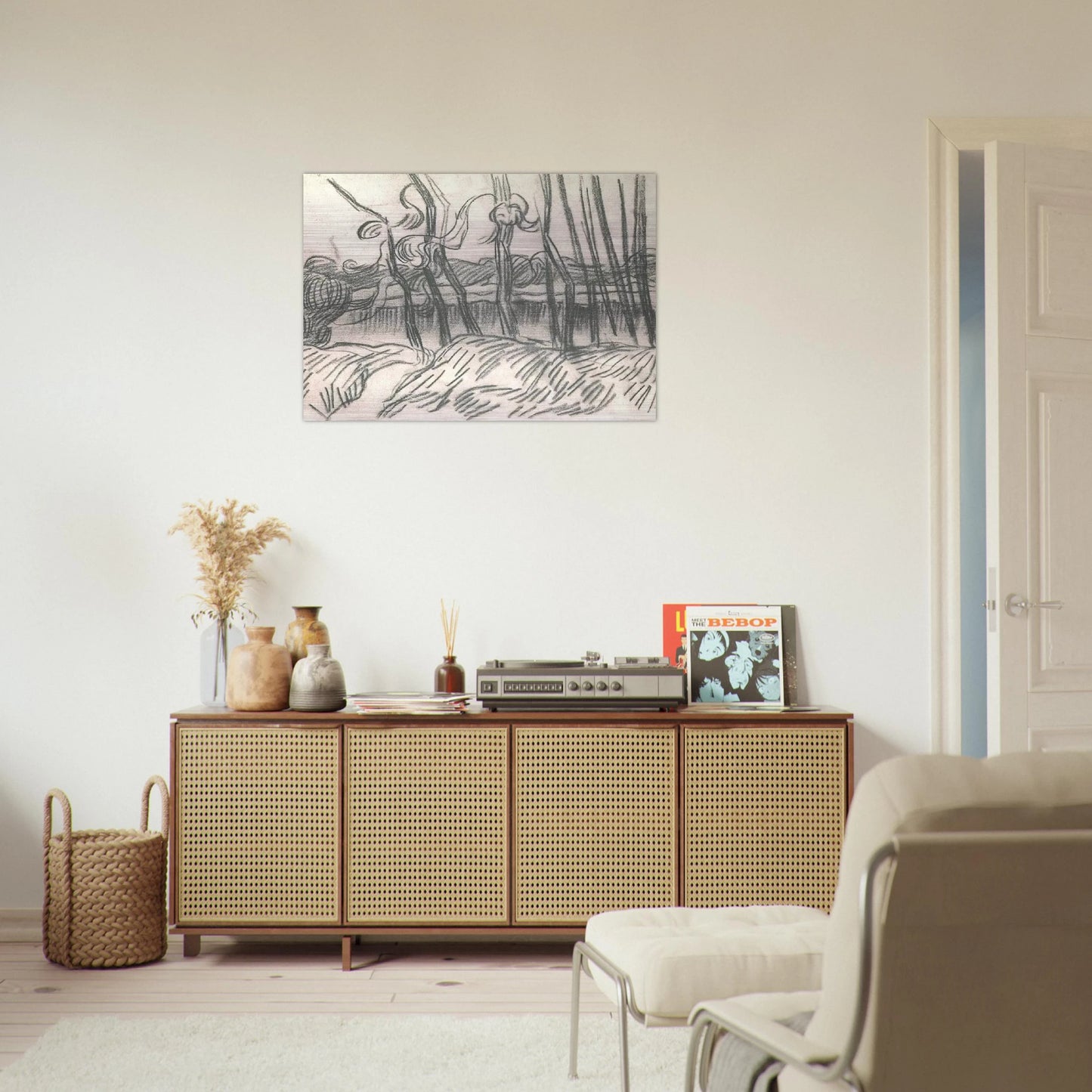 A Row of Bare Trees - Vincent van Gogh Brushed Aluminum Print - 70x100 cm / 28x40 inches | Vincent van Gogh Aluminum Print | Vincent van Gogh Prints