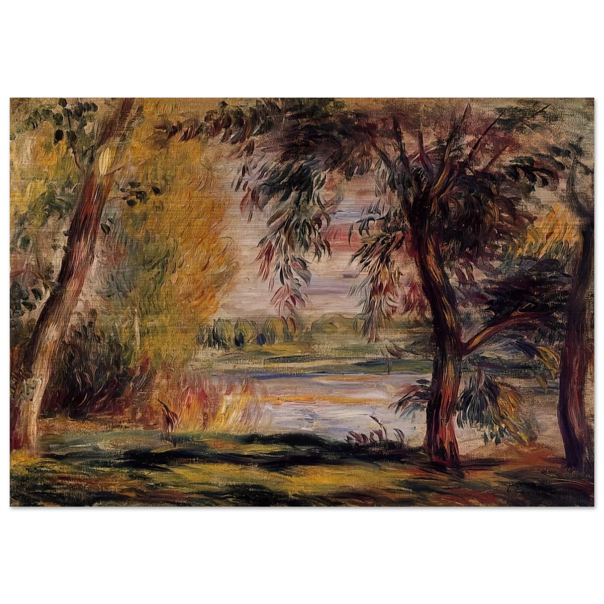 Trees by the Water - Pierre-Auguste Renoir Brushed Aluminum Print - 70x100 cm / 28x40 inches | Pierre-Auguste Renoir Aluminum Print | Pierre-Auguste Renoir Prints