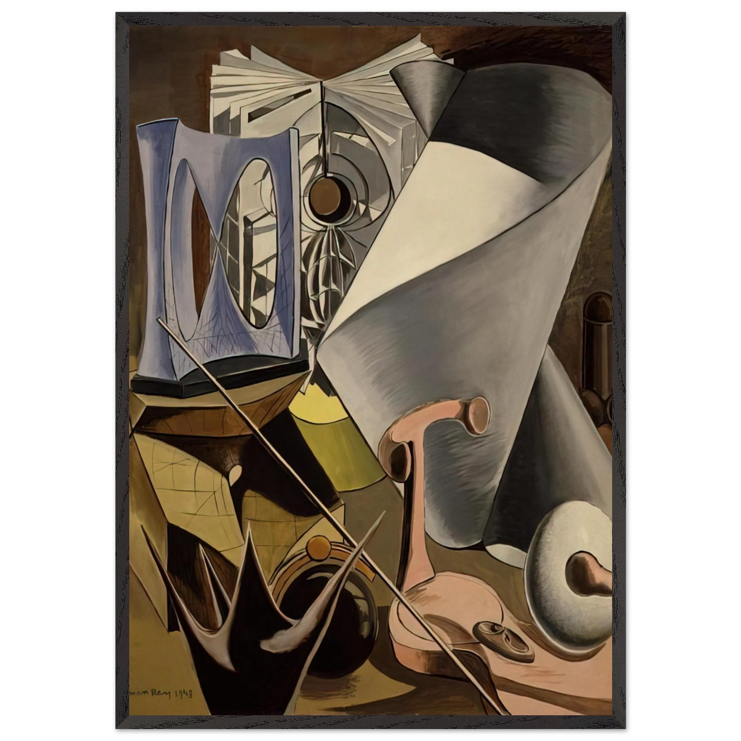 SHAKESPEAREAN EQUATION TWELFTH NIGHT - Man Ray 70x100 cm / 28x40 inches Framed Art Print – Black Wooden Frame
