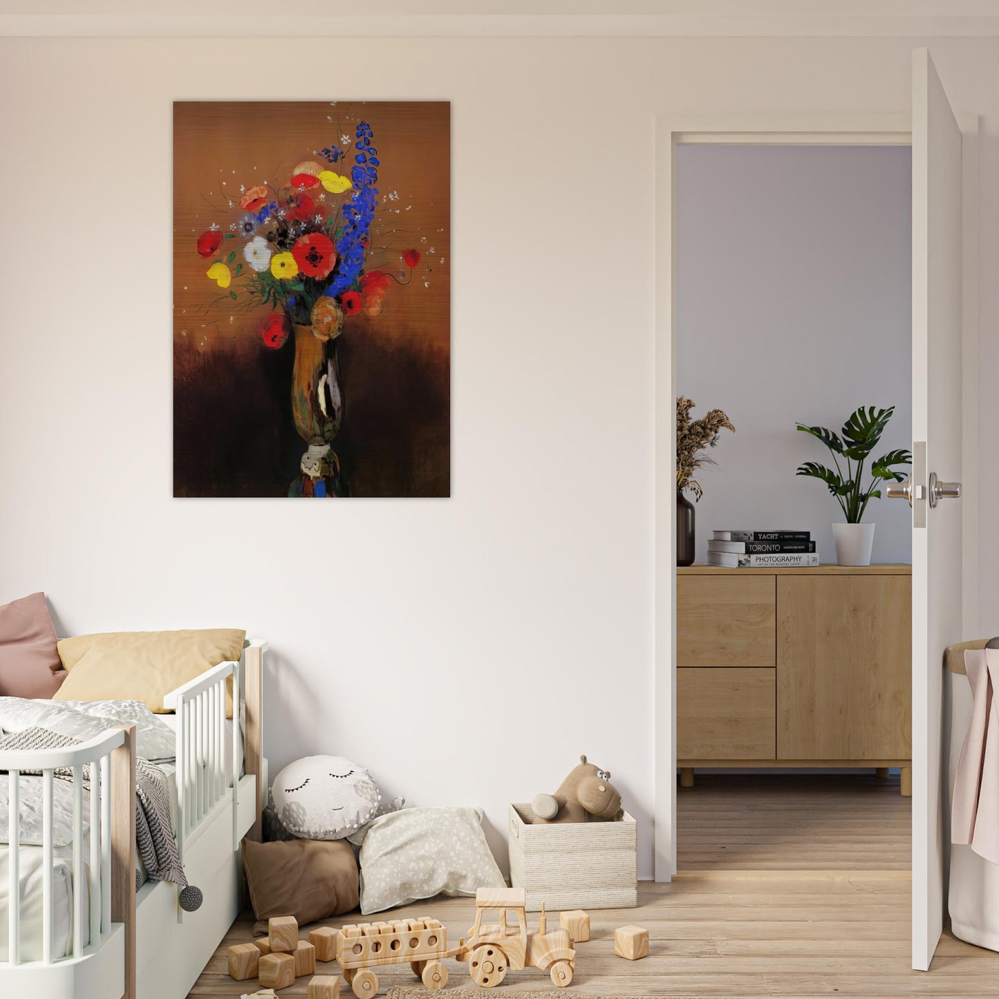 WILD FLOWERS IN A LONG NECKED VASE - Odilon Redon Brushed Aluminum Print - 70x100 cm / 28x40 inches | Odilon Redon Aluminum Print | Odilon Redon Prints