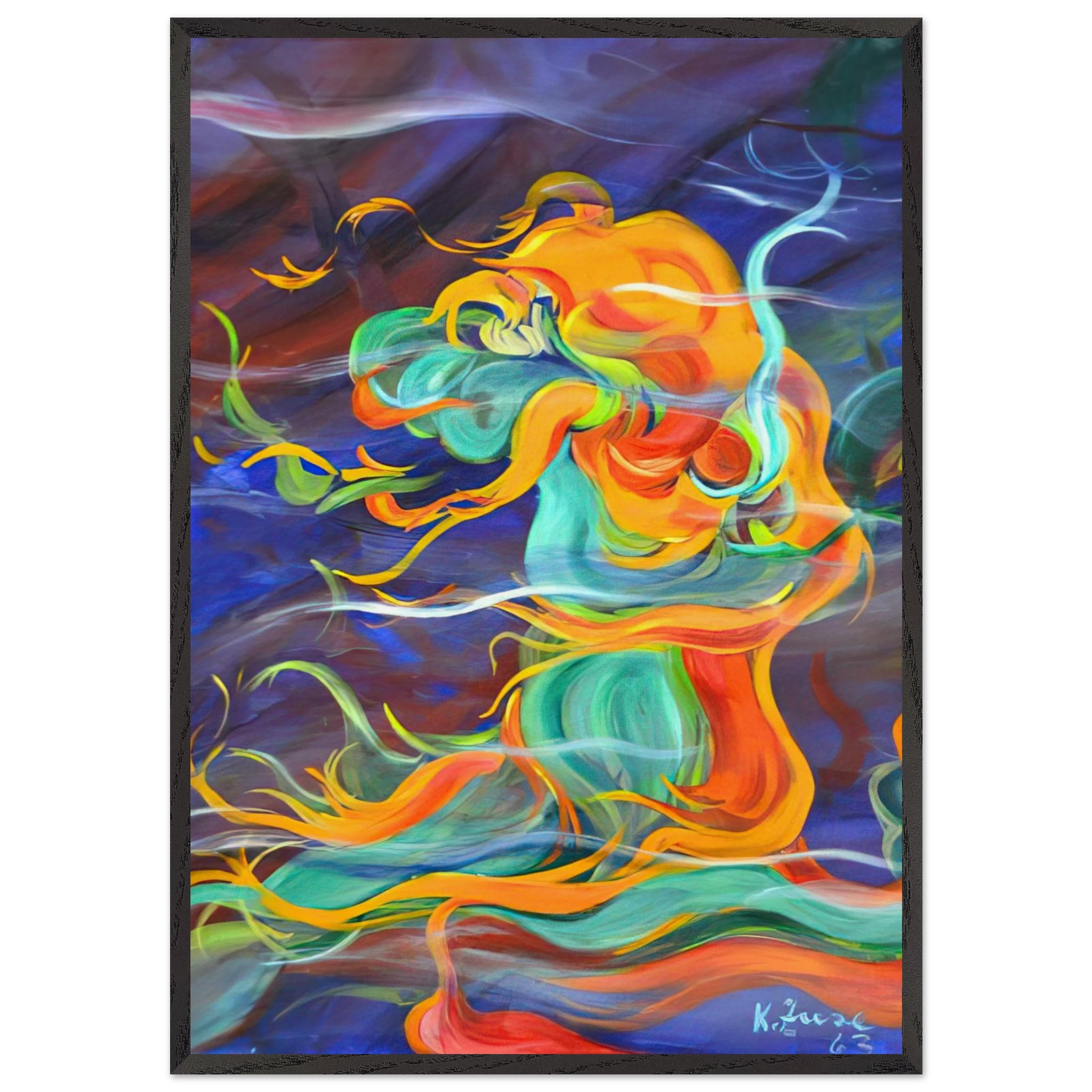 Wind - 1963 - Konrad Zuse 70x100 cm / 28x40 inches Framed Art Print – Black Wooden Frame