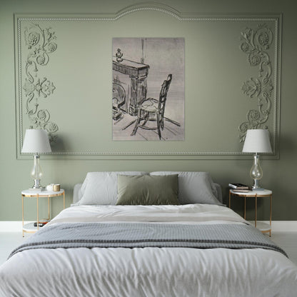 Chair near the Stove - Vincent van Gogh Brushed Aluminum Print - 70x100 cm / 28x40 inches | Vincent van Gogh Aluminum Print | Vincent van Gogh Prints