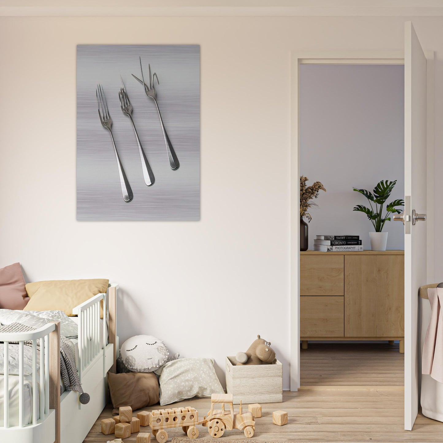Fork Design - 1958 - Bruno Munari Brushed Aluminum Print - 70x100 cm / 28x40 inches | Bruno Munari Aluminum Print | Bruno Munari Prints