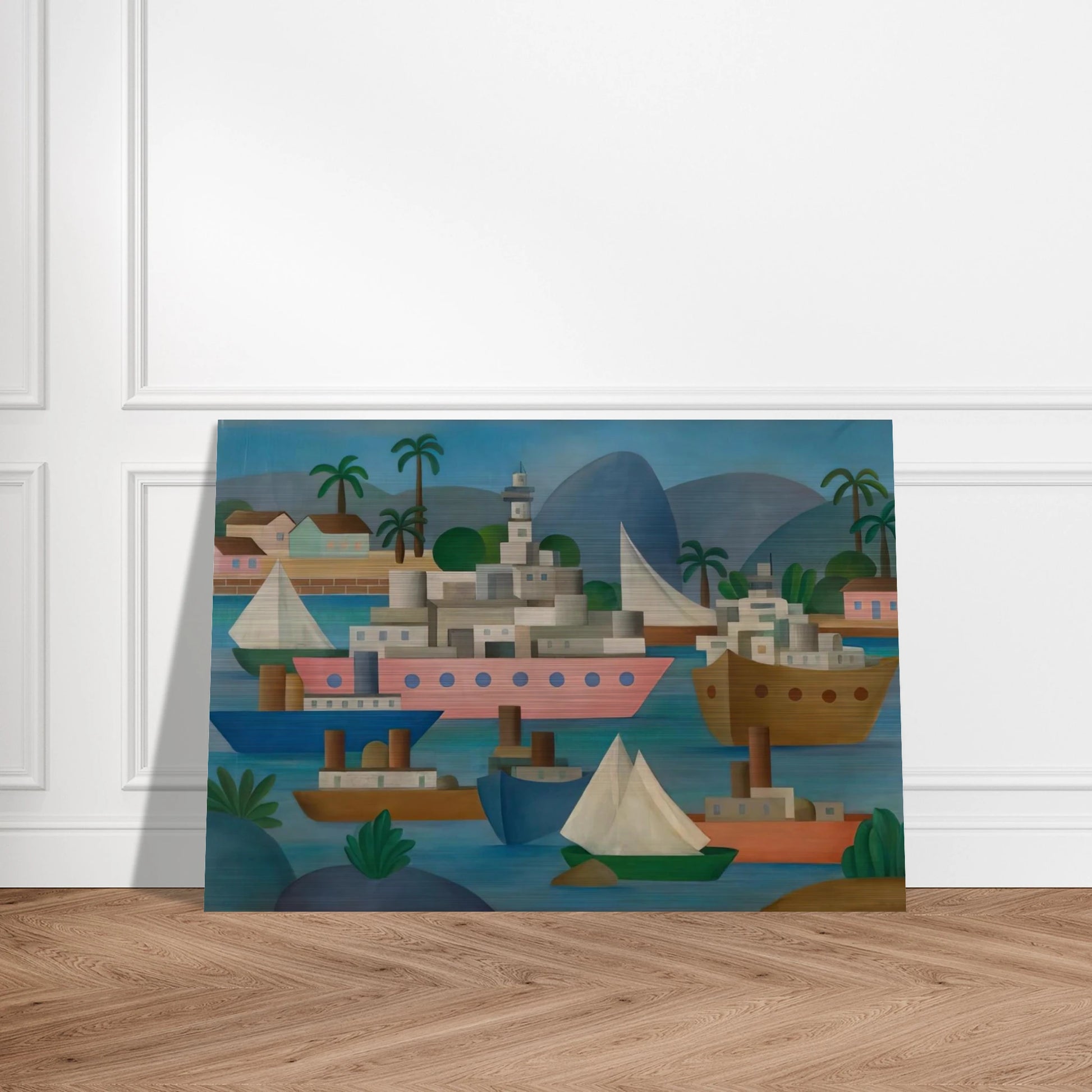 Porto I - Tarsila do Amaral Brushed Aluminum Print - 70x100 cm / 28x40 inches | Tarsila do Amaral Aluminum Print | Tarsila do Amaral Prints