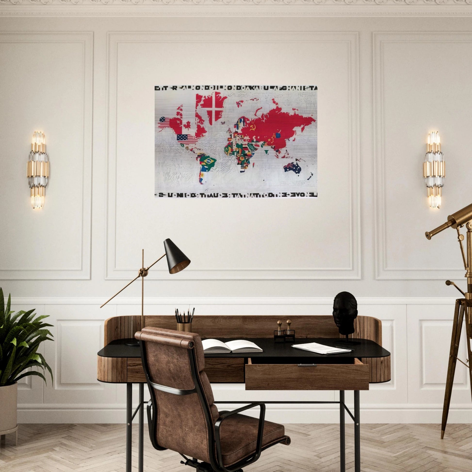 MAPPA 1983 - Alighiero Boetti Brushed Aluminum Print - 70x100 cm / 28x40 inches | Alighiero Boetti Aluminum Print | Alighiero Boetti Prints