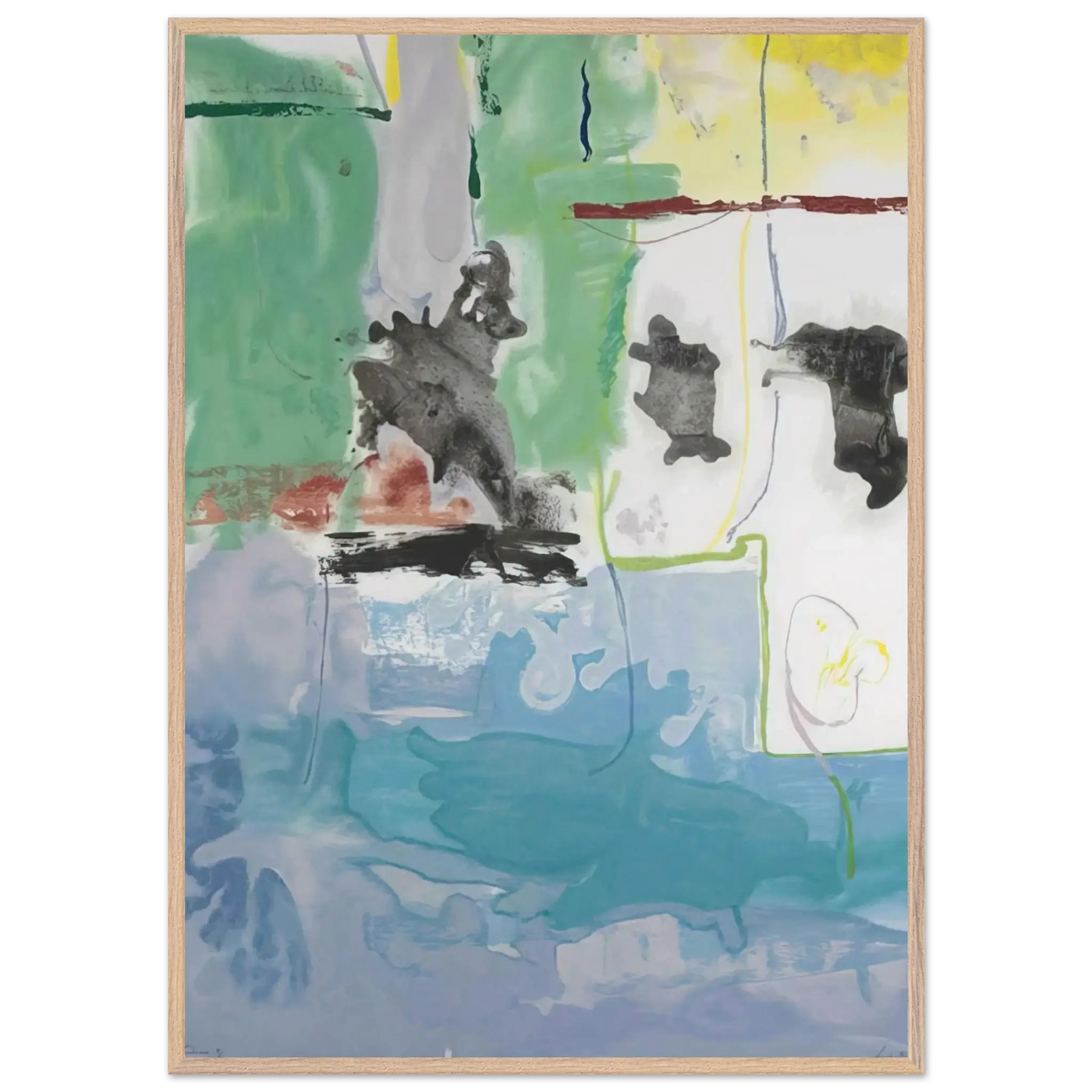 Helen Frankenthaler - West Wind - 1997 Wall art - 45x60 cm / 18x24 Inches - Premium Wooden Framed Poster With Fine Art Paper - White frame