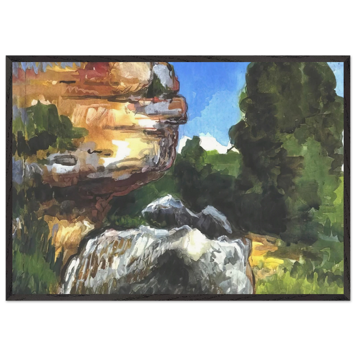 Rocks N2 - Paul Cezanne 70x100 cm / 28x40 inches Framed Art Print – Black Wooden Frame