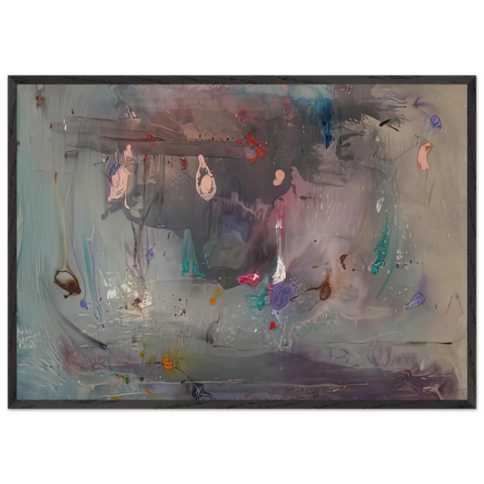Grey Fireworks 1982- - Helen Frankenthaler 70x100 cm / 28x40 inches Framed Art Print – Black Wooden Frame