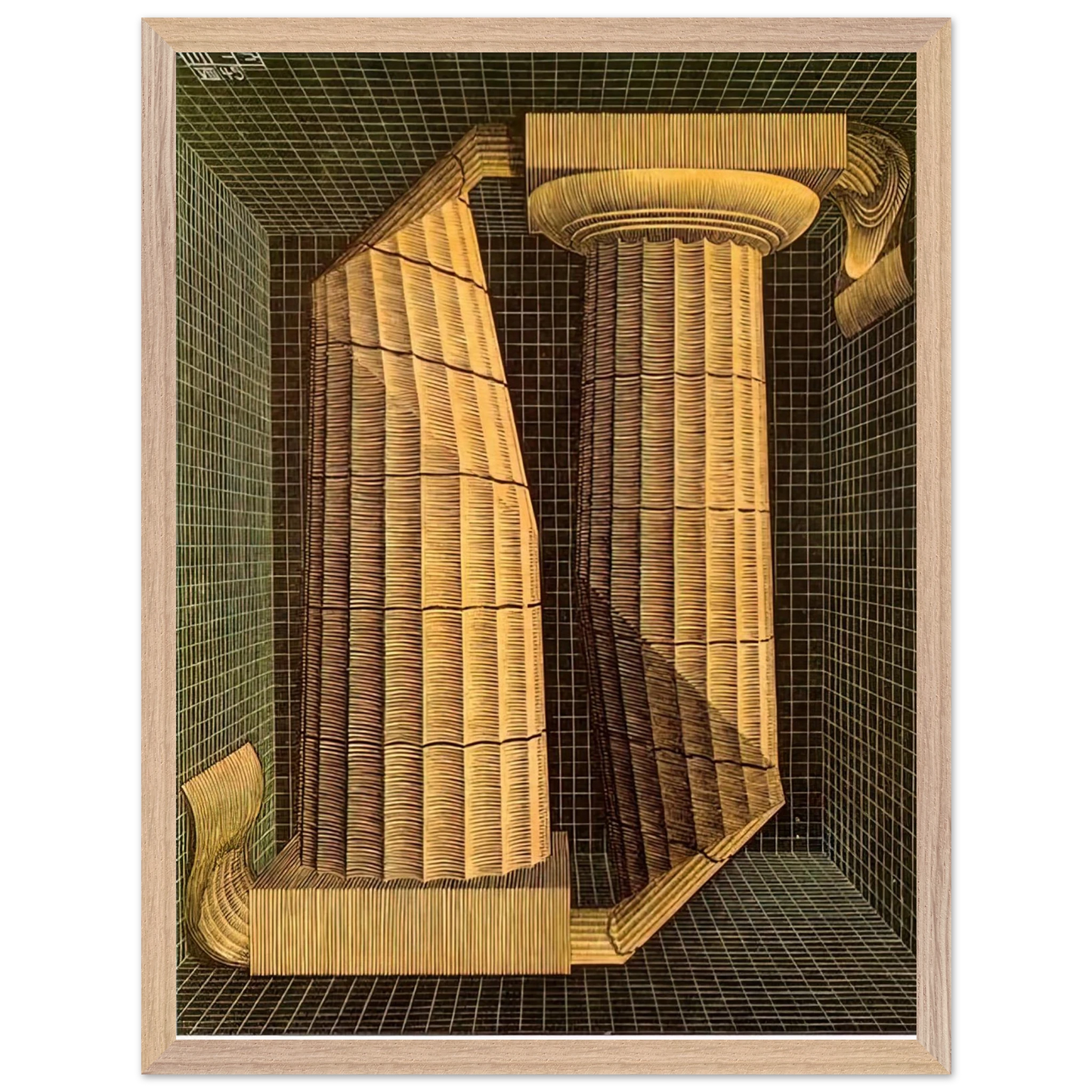 MC Escher - DORIC COLUMNS Wall Art - 30x40 cm / 12x16 inches - Fine Art Poster-canvas - -
