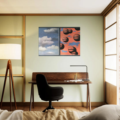 PINK BELLES TATTERED SKIES 1930 - Rene Magritte Brushed Aluminum Print - 70x100 cm / 28x40 inches | Rene Magritte Aluminum Print | Rene Magritte Prints