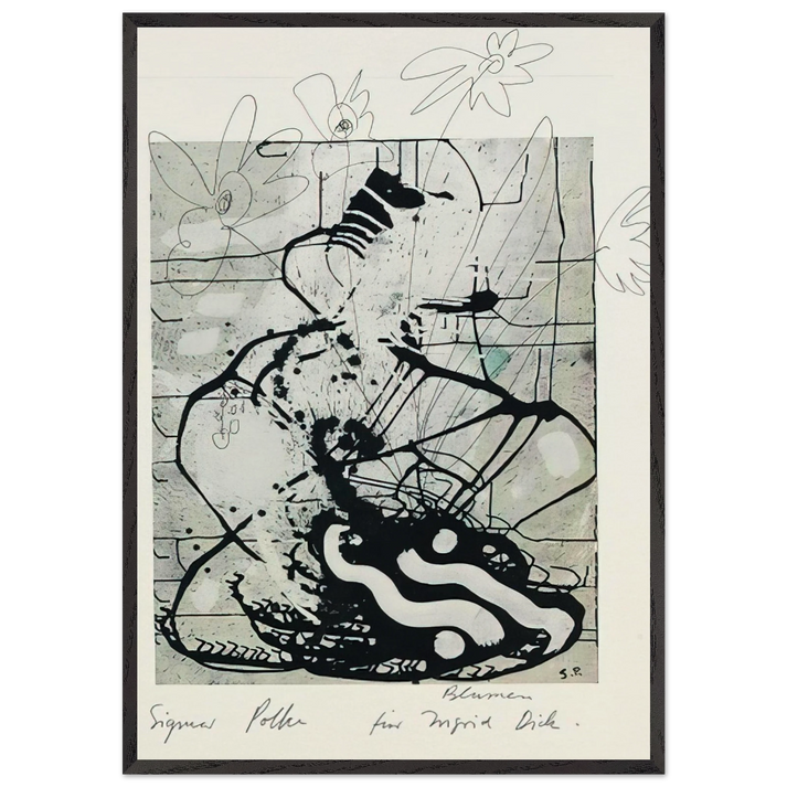 BLUMEN 1985 - Sigmar Polke 70x100 cm / 28x40 inches Framed Art Print – Black Wooden Frame