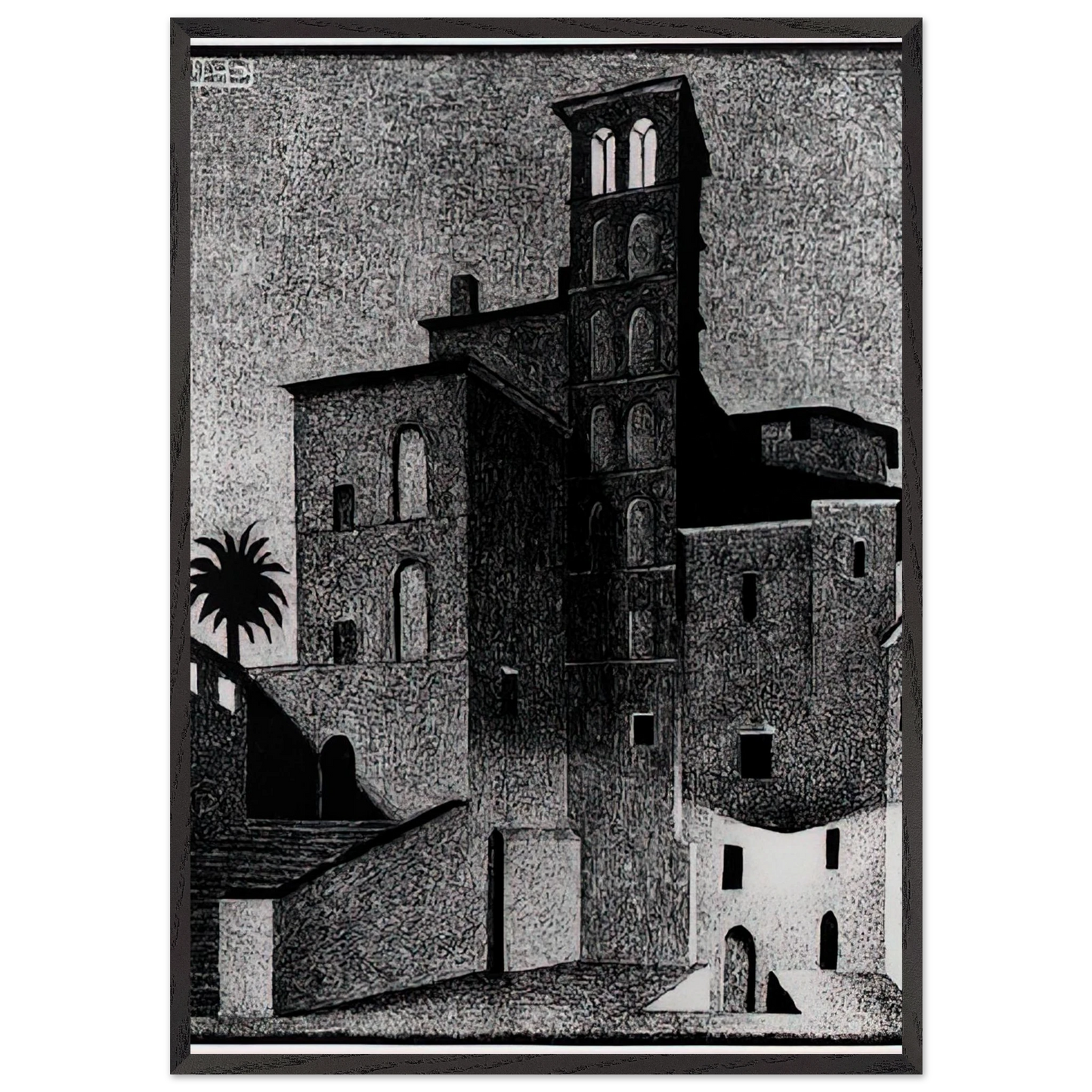 SS GIOVANNI ET PAOLO ROME MAY 1936 1936 - MC Escher 70x100 cm / 28x40 inches Framed Art Print – Black Wooden Frame | Maurits Cornelis Escher Prints