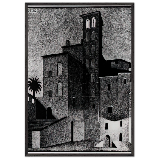 SS GIOVANNI ET PAOLO ROME MAY 1936 1936 - MC Escher 70x100 cm / 28x40 inches Framed Art Print – Black Wooden Frame | Maurits Cornelis Escher Prints