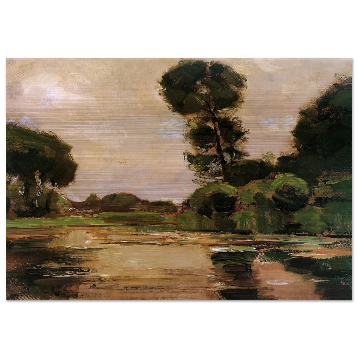 Lonely tree at the Gein Sun - Piet Mondrian Brushed Aluminum Print - 70x100 cm / 28x40 inches | Piet Mondrian Aluminum Print | Piet Mondrian Prints