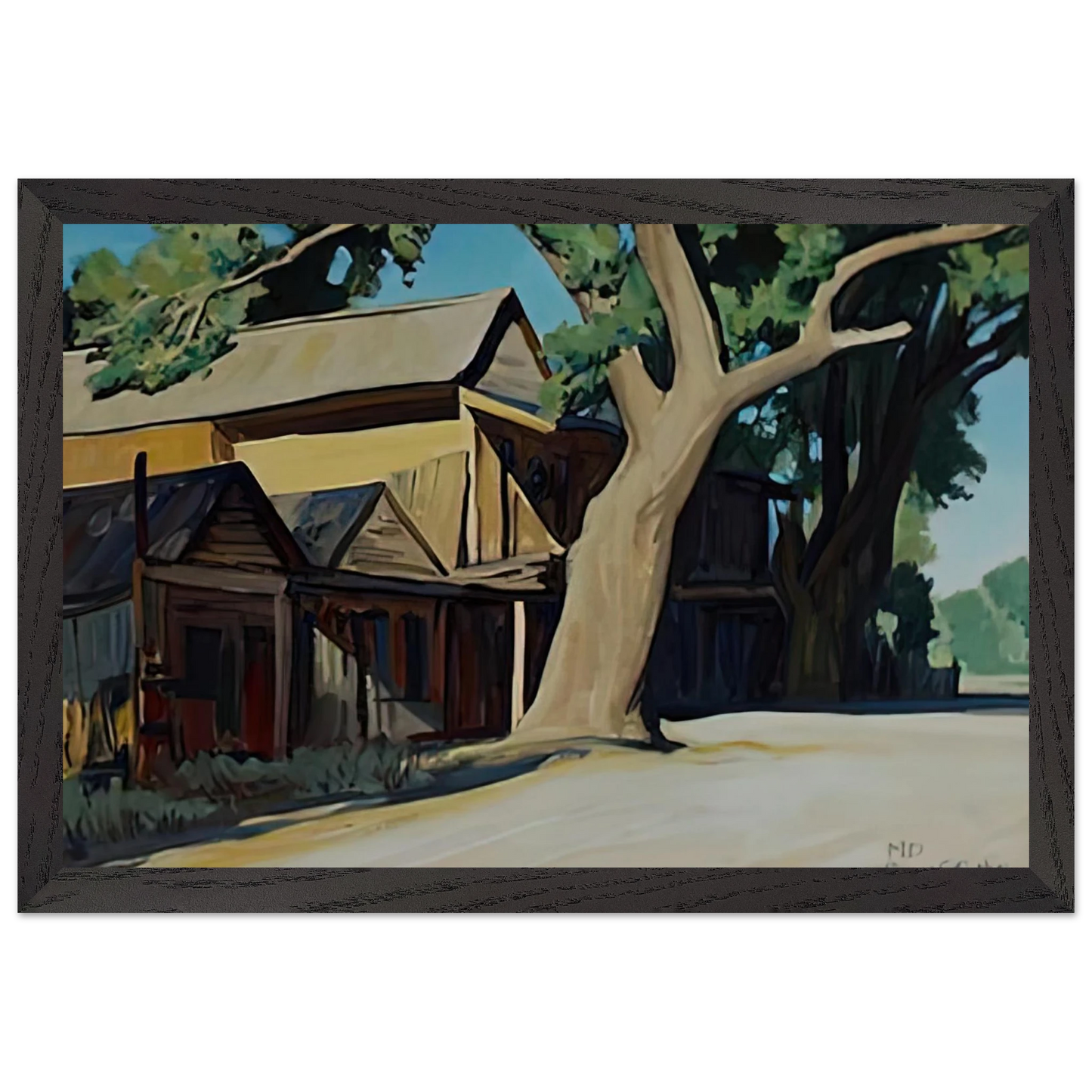 Maynard Dixon - OLD CHINATOWN CARSON CITY NEVADA 1937 Wall art - 45x60 cm / 18x24 inches - Premium Wooden Framed Poster With Fine Art Paper-canvas - Black frame