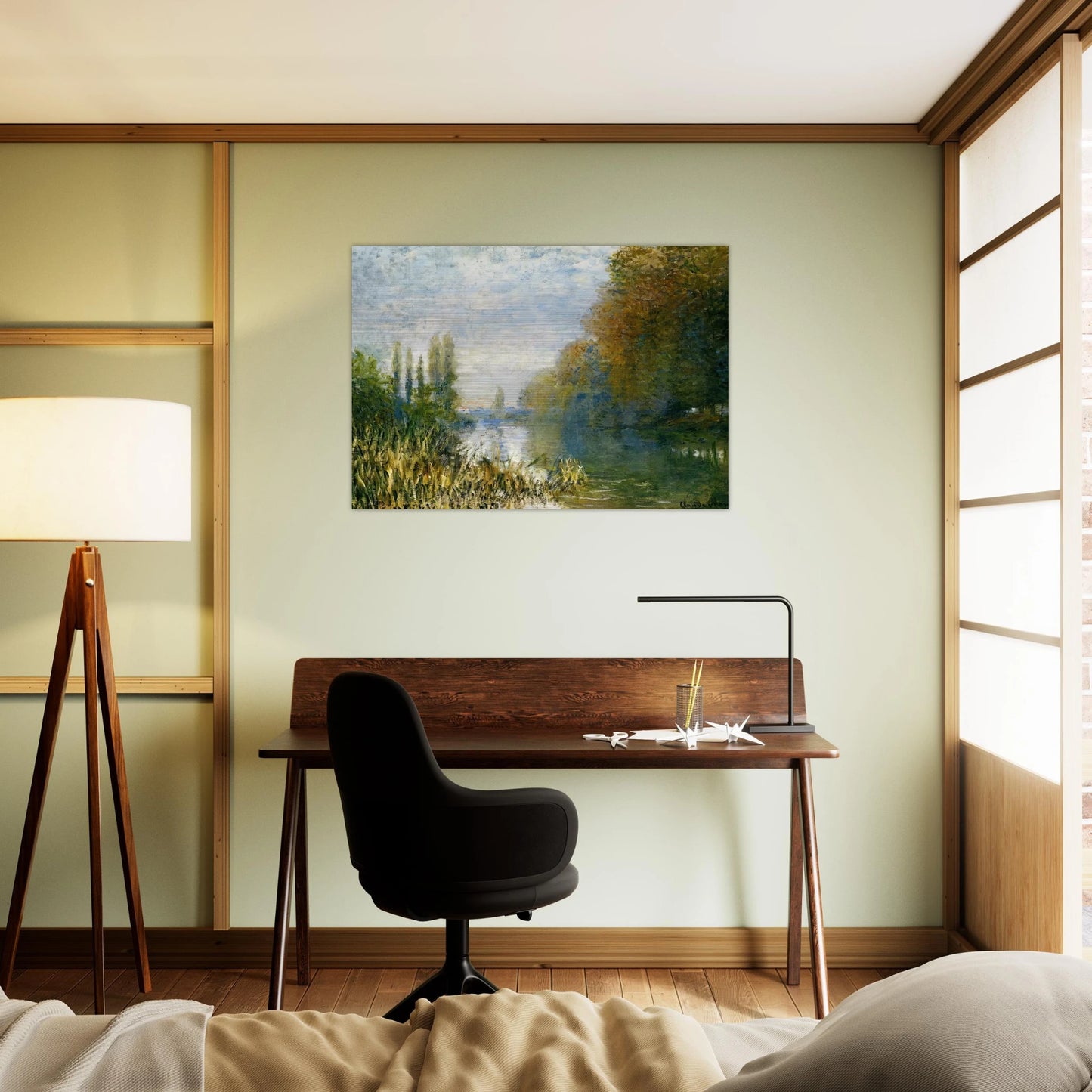 The Banks of The Seine in Autumn - claude monet Brushed Aluminum Print - 70x100 cm / 28x40 inches | claude monet Aluminum Print | claude monet Prints