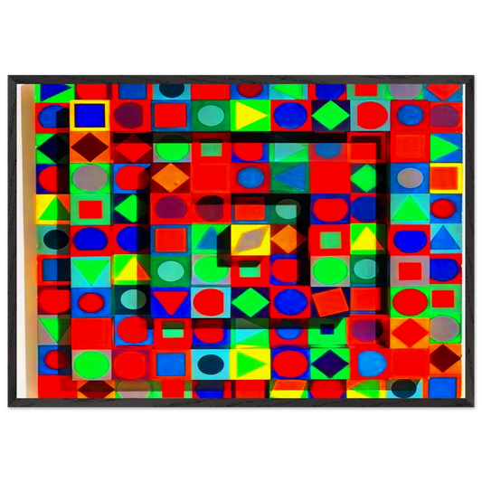 Folklore - 1963 - Victor Vasarely 70x100 cm / 28x40 inches Framed Art Print – Black Wooden Frame