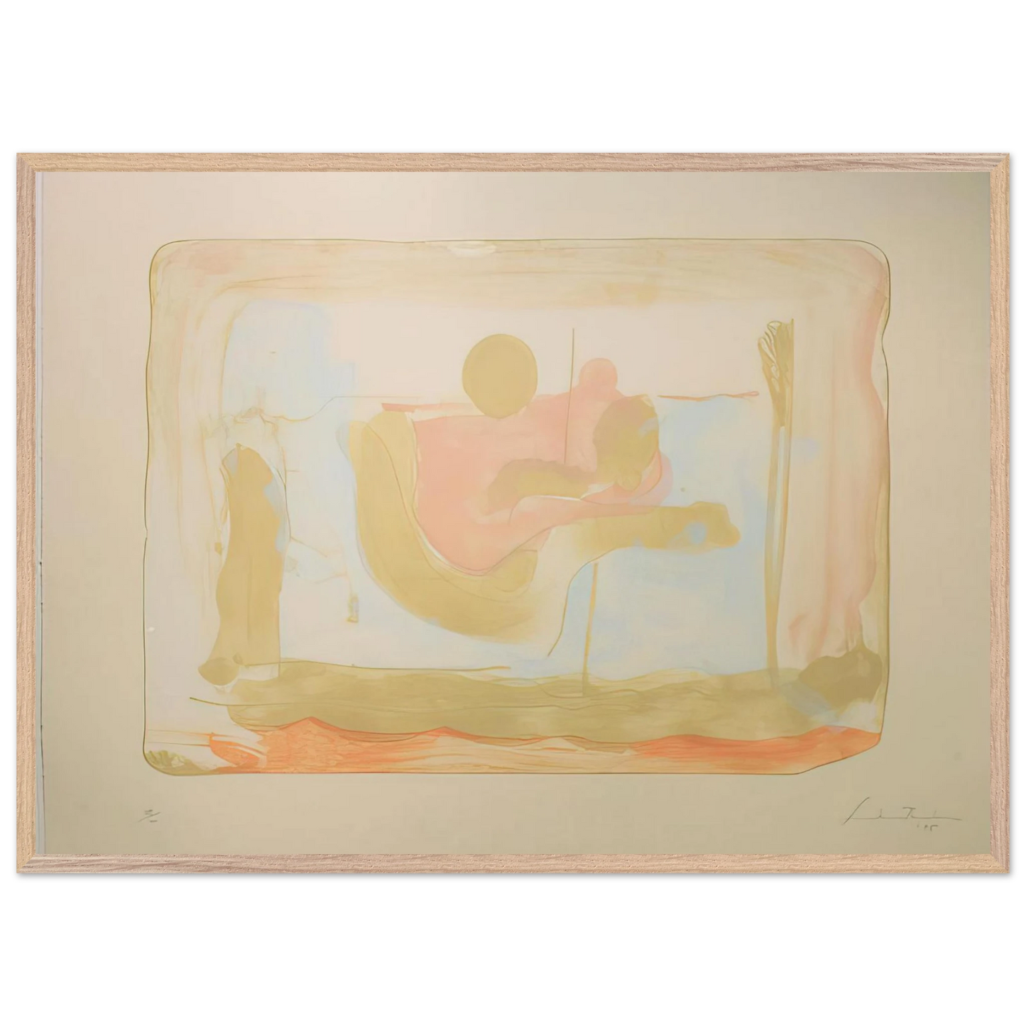 Helen Frankenthaler - Reflections I - 1995 Wall art - 21x29.7 cm / 8x12" - Premium Wooden Framed Poster With Fine Art Paper-canvas - White frame
