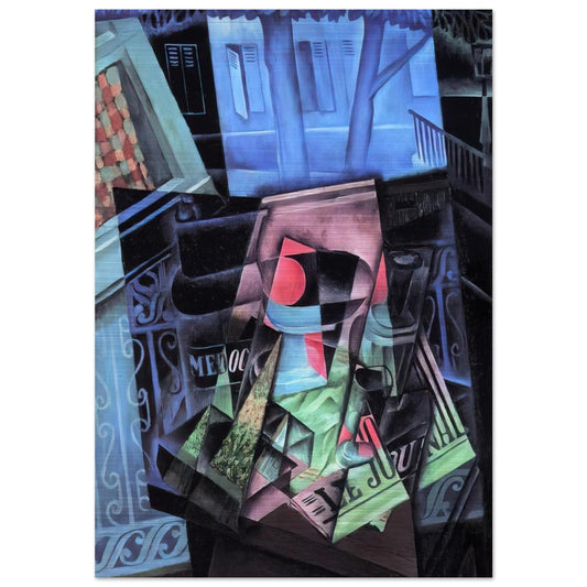 STILL LIFE BEFORE AN OPEN WINDOW PLACE RAVIGNAN 1915 - Juan Gris Brushed Aluminum Print - 70x100 cm / 28x40 inches | Juan Gris Aluminum Print | Juan Gris Prints