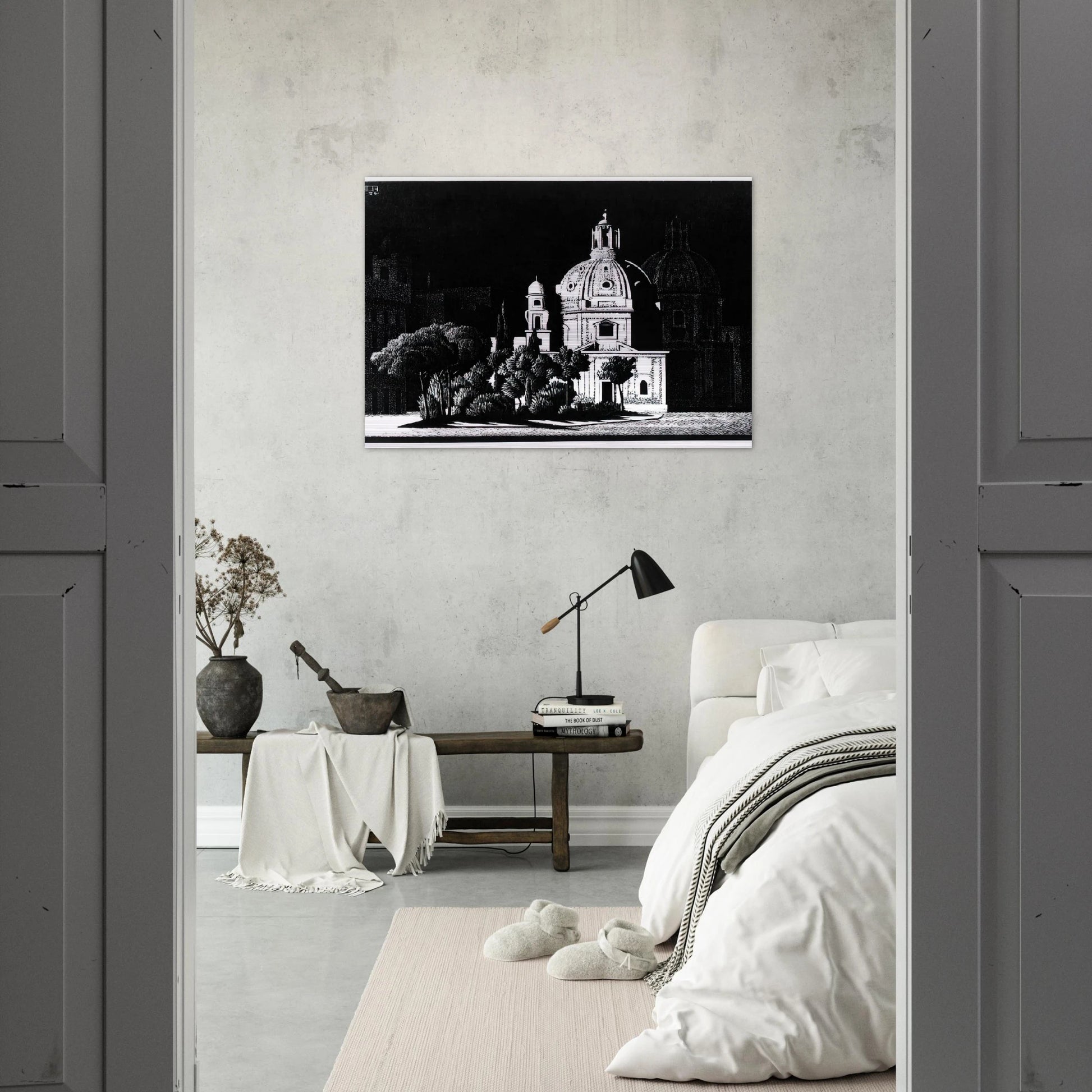 NOCTURNAL ROME 1 - MC Escher Brushed Aluminum Print - 70x100 cm / 28x40 inches | MC Escher Aluminum Print | MC Escher Prints